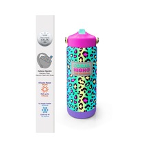 Coral High Renkli Leopar Desenli Katlanır Ağızlıklı Çelik Termos 650 Ml 38380 Çok Renkli