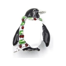 Penguen Broş - Beyaz Açık Gri