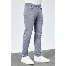 HLT Jeans Erkek Gri Yıkamalı Regular Fit Boru Paça Likralı Jean Kot Pantolon Henry