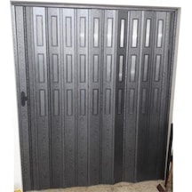 3 Sıra Camlı Akordeon Kapı, Karaağaç Ahşap Desenli 87x215cm