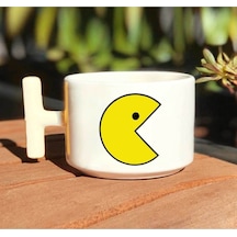 Pac-man Baskılı Beyaz T Kulp Kupa Bardak
