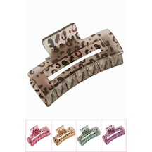 Leopar Desenli Dikdörtgen Mandal Toka 8 Cm Bej