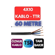 Öznur 4x10 Ttr Kablo Metre Seçenekli Siyah - 60 Metre