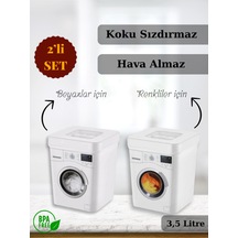 Deterjan Kutusu 2 Li Set 3.5 Litre Kapasiteli, Beyaz Ve Renkliler Için Ayrı Saklama Çözümü Plastik Diğer
