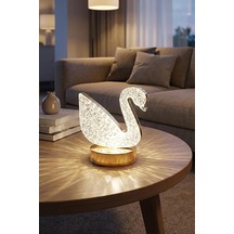 Kristal Led Masa Lambası 3 Renk Işıklı Kuğu Kristal Diğer