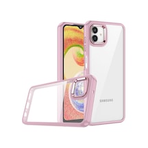 Kilifone - Galaxy A04 Uyumlu Kılıf Koruyucu Arkası Şeffaf Renkli Kenarlı Flora Kapak - Rose Gold - T26004