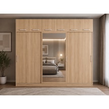 Luma Tamamı Mdf Sürgü Kapaklı Dolap Gardırop Yüklüklü Meşe 240 Cm