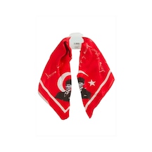 Zero Land Atatürk - 809 - İmzalı Zr Saten Fular 50x50 - Nazblsmm - Cm Kırmızı
