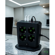 8 Priz 4 Usb 2 Type-c Çocuk Korumalı Güç Dağıtıcı Uczza105priz-5 Diğer