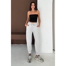 Kadın Yüksek Bel Jogger Eşofman Altı Soft Motion Gri