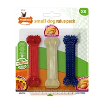 Nylabone Tavuk Ve Bacon Aromalı Esnek Kauçuk Köpek Oyuncağı 9,5 Cm Xs 3 Adet