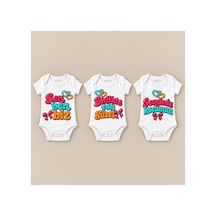 Babylimon Birlikte Güzel Üçlü Beyaz Kısa Kollu Bebek Zıbın Seti Beyaz - 930083938 Beyaz