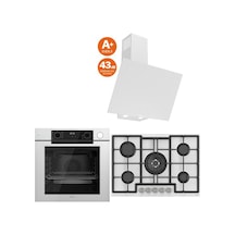 Ferre QEP64CB + ED036 + D078SA Steam Plus 75 Serisi 3'Lü Cam Ankastre Set
