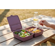 Bölmeli Sağlıklı Saklama Ve Yemek Kabı - Bpa Sız Sağlıklı - Kilit Kapak - Taşınabilir Lunchbox- Mor Renk Çok Renkli