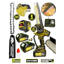 Schmitzer SCH-9108S 21V Pro Metal Dişli Çift Akülü Çelik Şansuzan Şarjlı Dal Ağaç Budama Makinesi Testeresi