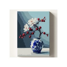 Kendin Yap Sayılarla Boyama Seti, Kiraz Vazo Temalı 40x50 Cm Tuval İle