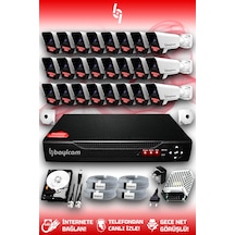 Bayicam 24 Kameralı Süper 24 Dış Kamera Set 1 TB 5 MP 2K Net Gece Görüşlü Güvenlik Kamerası Sistemi