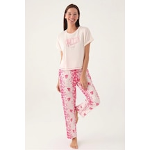 Emilylux Pierre Cardin 8830-s Bayan Kısa Kol Pijama Takımı Vanilya