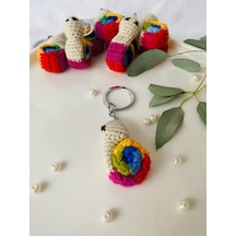 Fynbos Amigurumu Renkli Sevimli Salyangoz Figürlü Anahtarlık