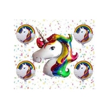 Unicorn 5'li Uçan Balon Helyum Parti Seti Beyaz