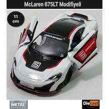 Mclaren 675lt Modifiyeli Çek Bırak Die - Cast Kapıları Açılabilen Metal Model Araba - Beyaz 11.5 Cm