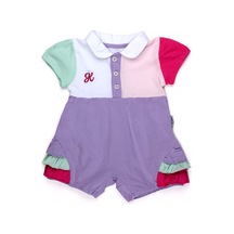 Chicsy Baby Kız Bebek Renkli Polo Yaka Tulum Yazlık Pamuk Bebek Tulum Şort Tulum Mor