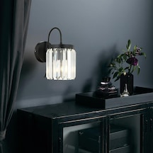 Rachel Kristal Taşlı Duvar Lambası Yatak Odası-Yatak Başı-Salon için Aplik Siyah