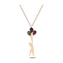 Brezza Lusso Jewelry Gümüş Balonlu Kız Gümüş Kolye Uçan Balon Kız Kolye (433203049) 42 CM