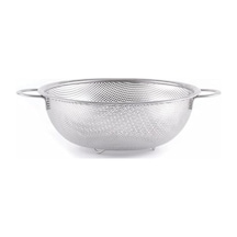 Paslanmaz Çelik Ayaklı Çift Kulplu Süzgeç Mutfak İçin Metal Sebze, Meyve Ve Pirinç Yıkama Süzgeci, Dayanıklı Ayaklı Metal Süzek 31 Cm