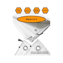 Beyaz Renk Ebatlı Branda. 4x4 Çadır 140 Gr/m2 Su Geçirmez Kamyon Saman İnşaat Gölgeleme Çadırı