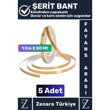 Premium Kendinden Yapışkanlı Su Geçirmez Fayans Arası Gold Şerit Derz Bant 1 Cm X 50 Metre 5 Adet