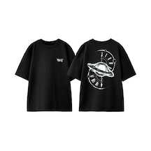 Thewert The 4th Dimension Tasarım Sırt Baskılı Pamuk Siyah Oversize T-shirt