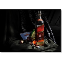 Cakasepetim Siyah Kumaşlar Ve Johnnie Walker Red Label Ahşap Mdf Tablo