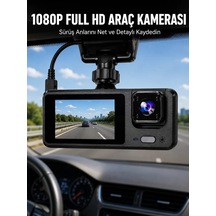 3 Kanallı Araç Kamerası Full Hd 1080p Kayıt 2 Ekran Park Gözet
