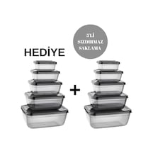 Sızdırmaz Saklama Kabı 1 Alana 1 Bedava 5'li Set Saklama Kutusu Düzenleyici 400-800-1400-2300-4000ml ŞEFFAF