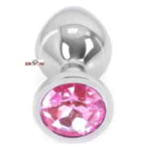 Erofoni Paslanmaz Alüminyum Alaşımlı 8 Cm Çelik Metal Taşlı Silver Anal Gevşetici Alıştırıcı Medium Plug