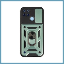 Bezos Realme C25y Uyumlu Kılıf Pars Lens Yüzüklü Silikon - Yeşil Mbt06