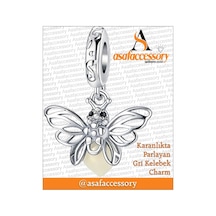 Karanlıkta Parlayan Gri Kelebek Charm Asafaccessory Gümüş