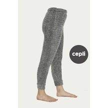 Cepli Lüx Pofuduk Polar Kışlık Pijama Altı Pofcepli Gri