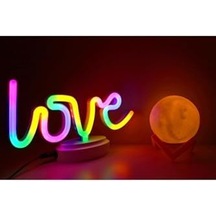 Işık Kasabası 104 Love Neon Ve Küre Gece Lambası, 3d,yazılı Konsept Renkli