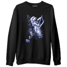 Stairs To The Moon - Astronotlar Siyah Erkek Kalın Sweatshirt