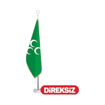 Üç Hilal Yeşil Makam Bayrağı (Telalı-Simli) 100x150 cm