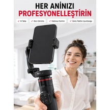 Mey İthalat 360 Aı Akıllı Takipli Selfie Stick Gimbal Stabilizatör Bluetooth Kumandalı Uzayabilir Telefon Tripodu Çok Renkli
