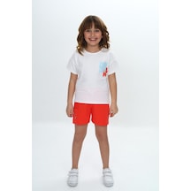 Toontoy Kids Toontoy Kız Çocuk Göğsü Çiçek Yazı Baskılı Şortlu Takım Narçiçeği