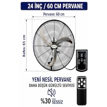 Muzeko Mzk600 24 Inç 60cm 160w Zaman Ayarlı Kumandalı Duvar Tipi Sanayi Vantilatör Evde Kullanım İçin Uygun Değildir
