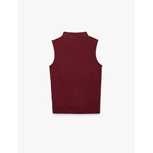 Koton Modal Kumaş Slim Fit Dik Yaka Kolsuz Tişört Bordo 7wak10090ek