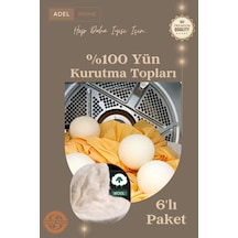 %100 Yün Kurutma Topları 6'lı Paket + Keten Saklama Torbası