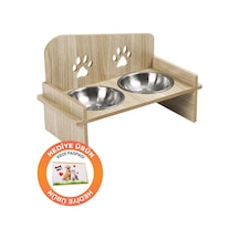 Ahşap Kedi Köpek Mama Su Kabı Standı, Metal Suluk, Kedi Köpek Halısı