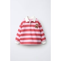 Kız Çocuk Ayıcık Nakışlı Sweatshirt Pembe