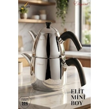 Elit Mini Boy Bakalit Kulplu Çaydanlık Takımı - Siyah Siyah